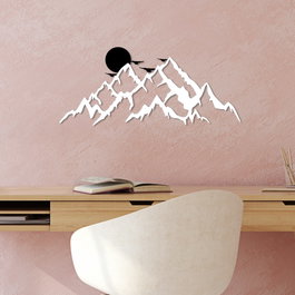 Wallity Full Mount And Mountain - 6 Escultura de Pared en Blanco y Negro